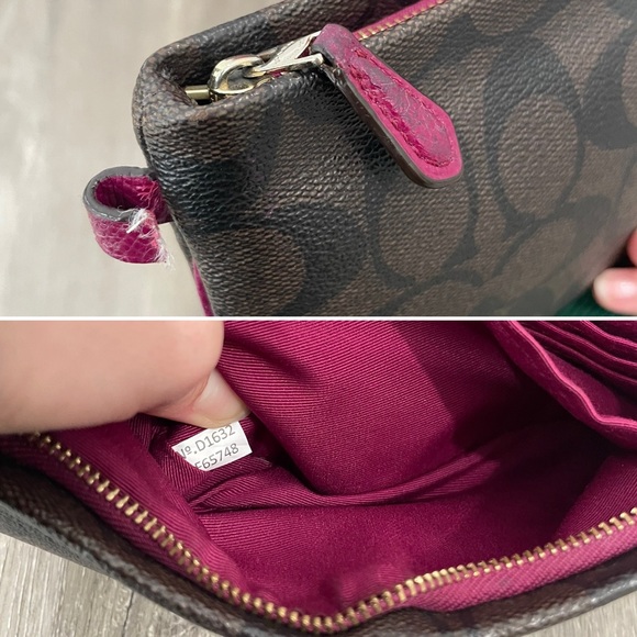 COACH✨Dahlia Purple & Gold Cross Grain Leather City Zip Tote & Wallet - Picture 14 of 16